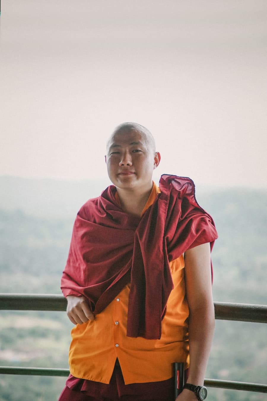 A young Buddhist monk in the Himalaya.
