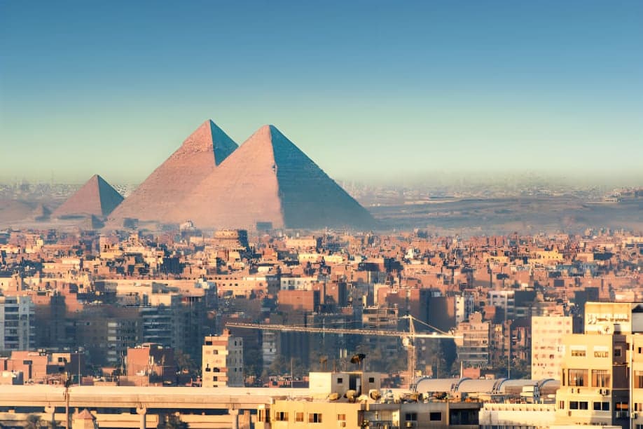 A historic Cairo street scene at golden hour.