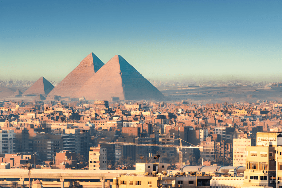 A historic Cairo street scene at golden hour.